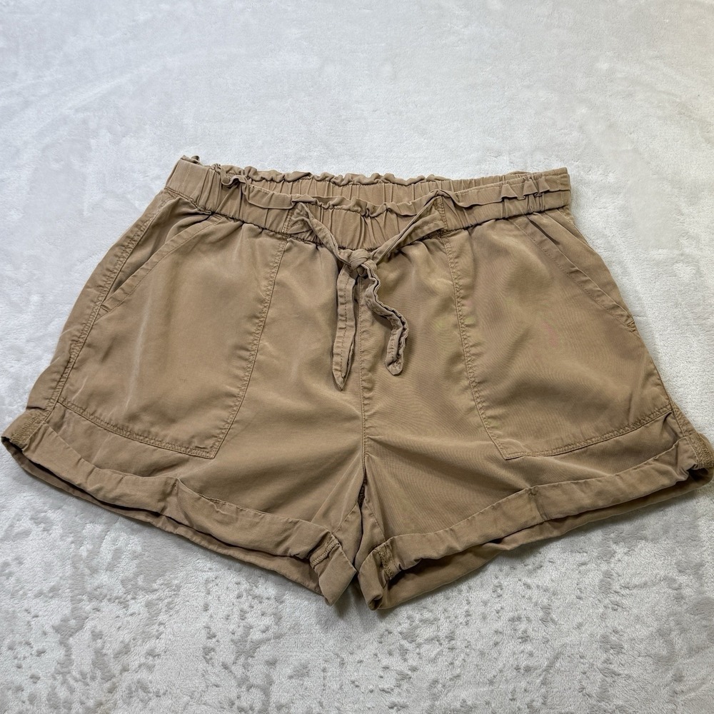 Aerie Shorts‎ Women M Tan Lyocell Drawstring Casual Lounge Paper Bag